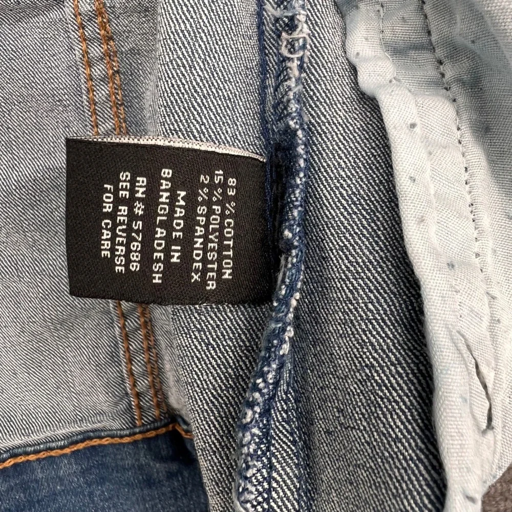 New Look Womens Medium Wash Distressed Stretch Denim Trucker Jacket Blue Size M